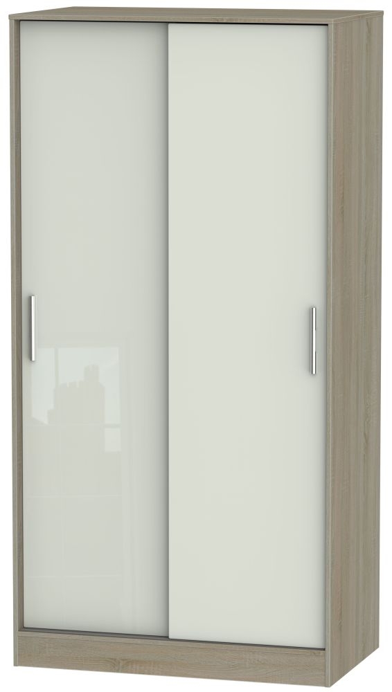 Knightsbridge 2 Door Sliding Wardrobe High Gloss Kaschmir And Darkolino