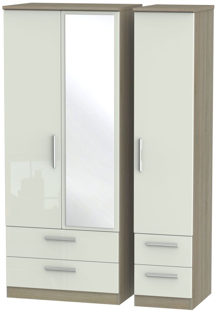 Knightsbridge 3 Door 4 Drawer Combi Wardrobe High Gloss Kaschmir And Darkolino