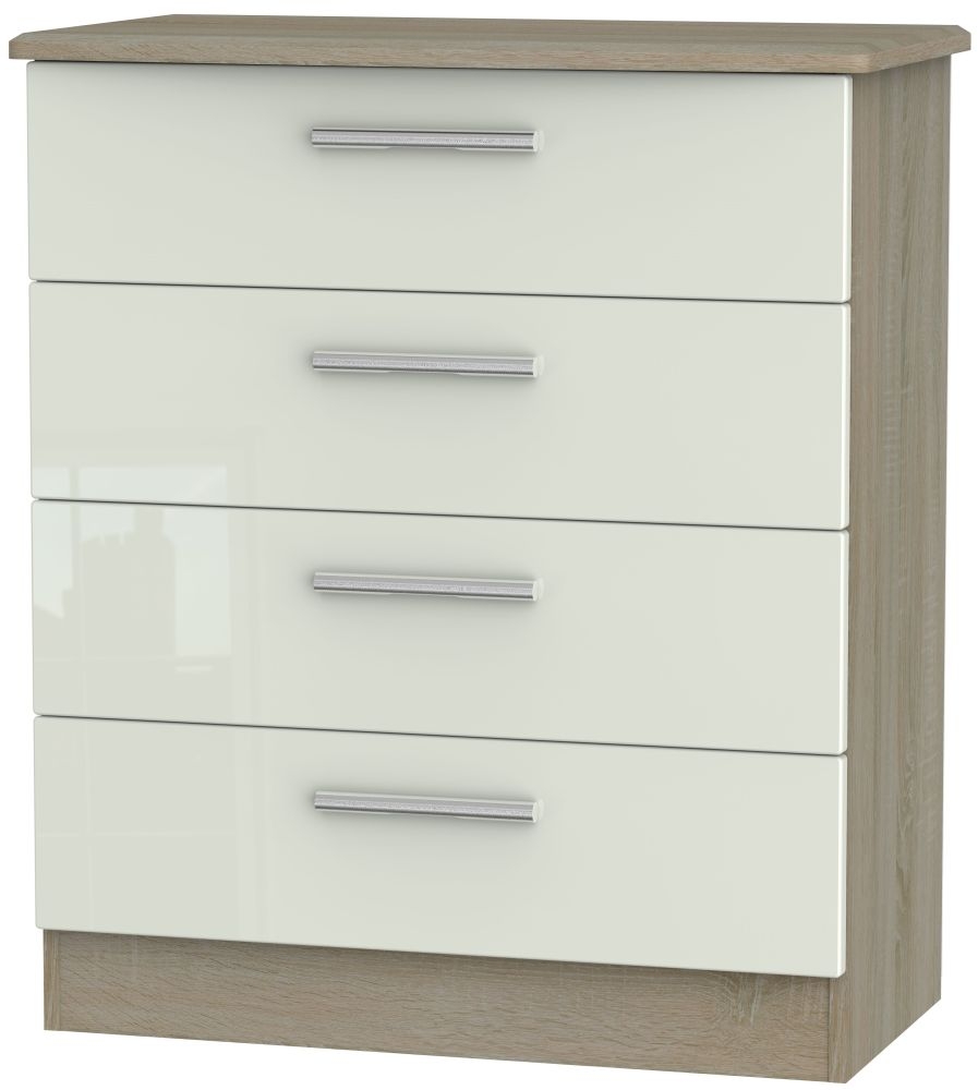 Knightsbridge 4 Drawer Chest High Gloss Kaschmir And Darkolino