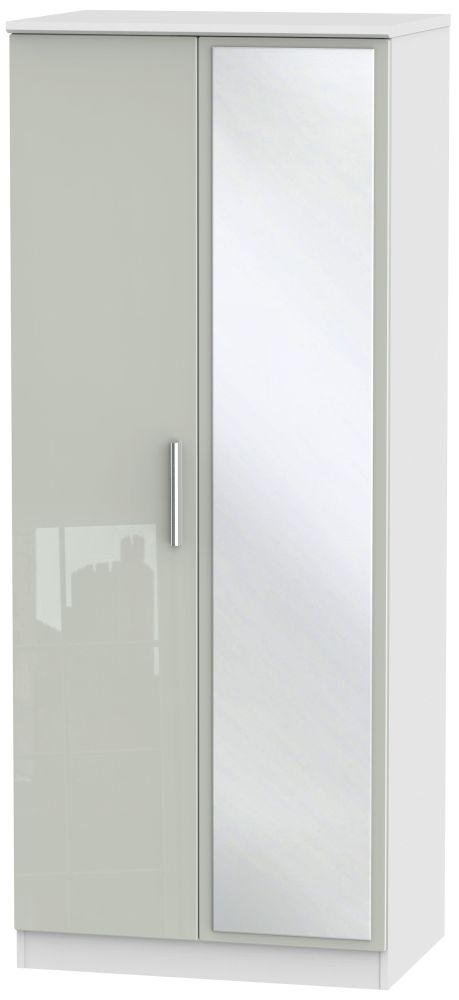 Knightsbridge 2 Door Mirror Wardrobe High Gloss Kaschmir And White