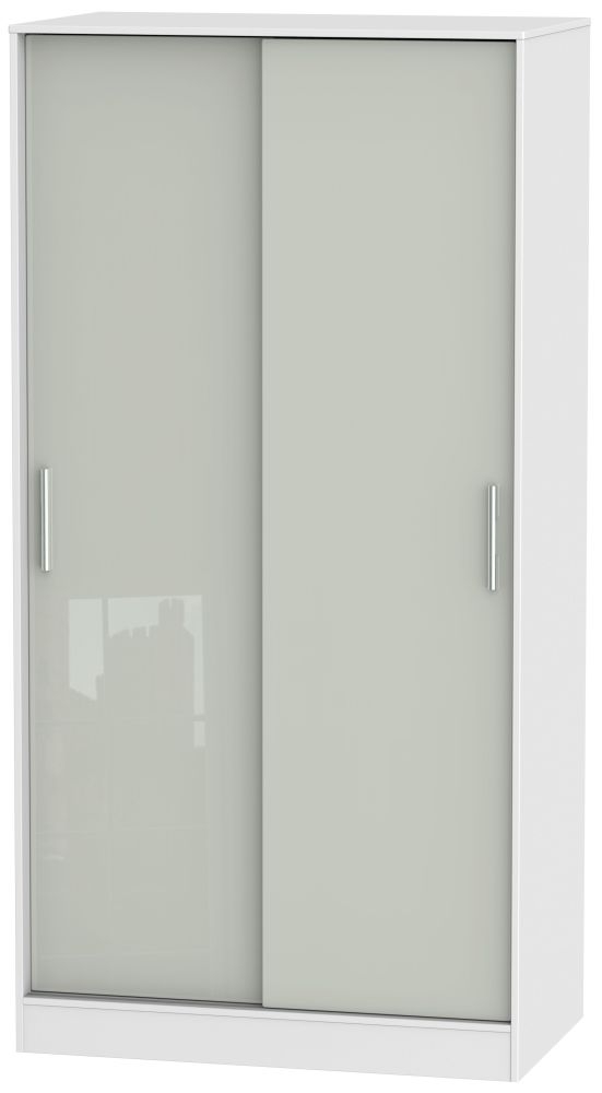 Knightsbridge 2 Door Sliding Wardrobe High Gloss Kaschmir And White