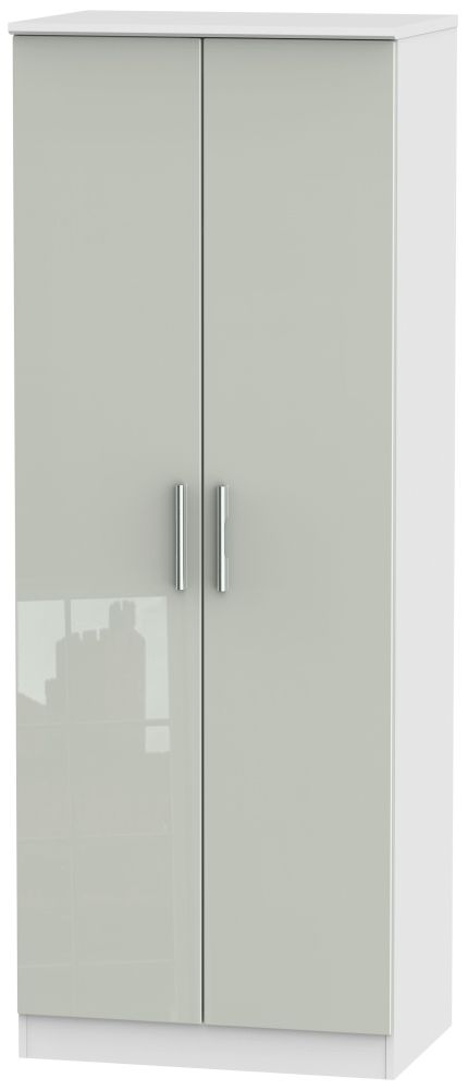 Knightsbridge 2 Door Tall Wardrobe High Gloss Kaschmir And White