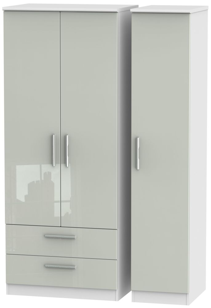 Knightsbridge 3 Door 2 Left Drawer Wardrobe High Gloss Kaschmir And White