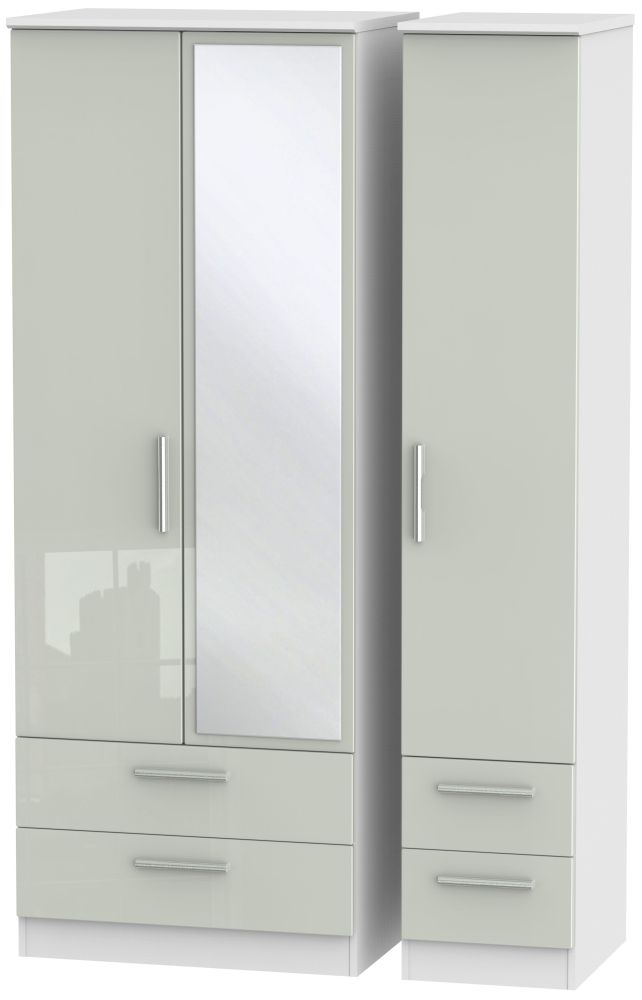 Knightsbridge 3 Door 4 Drawer Tall Combi Wardrobe High Gloss Kaschmir And White