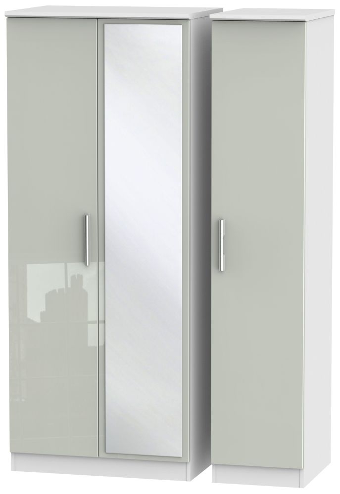 Knightsbridge 3 Door Mirror Wardrobe High Gloss Kaschmir And White