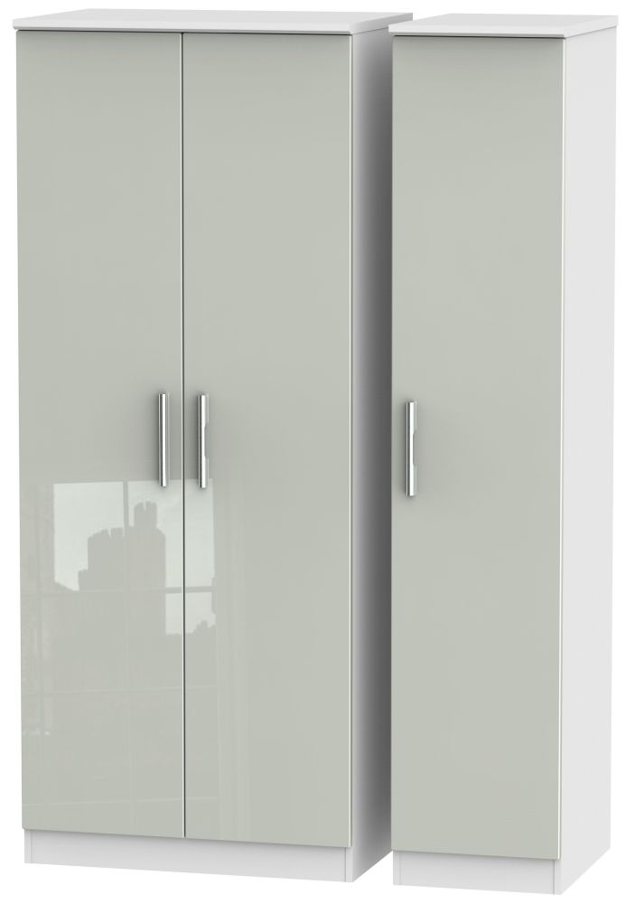 Knightsbridge 3 Door Wardrobe High Gloss Kaschmir And White