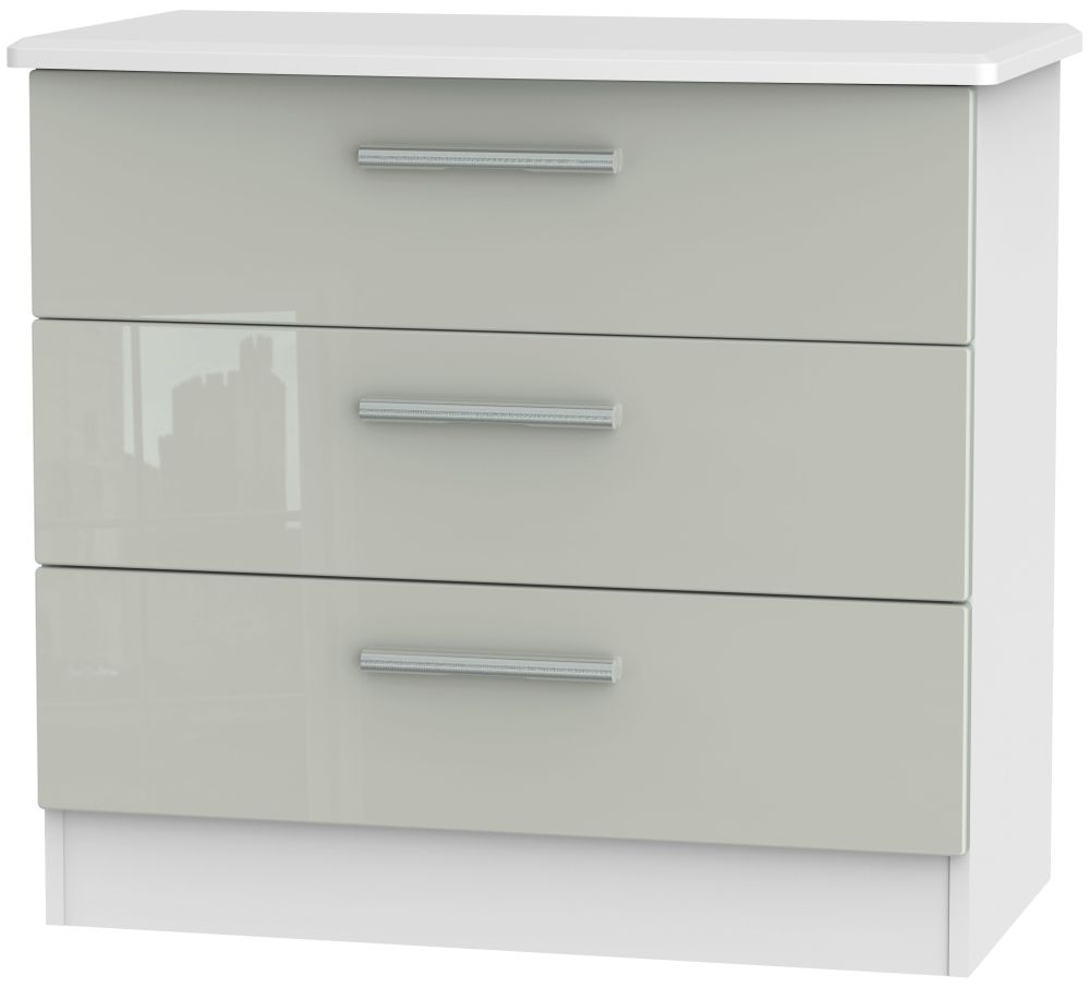 Knightsbridge 3 Drawer Chest High Gloss Kaschmir And White