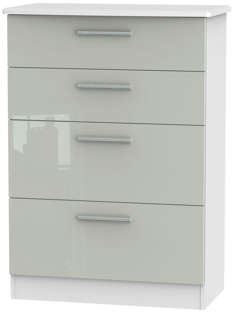 Knightsbridge 4 Drawer Deep Chest High Gloss Kaschmir And White