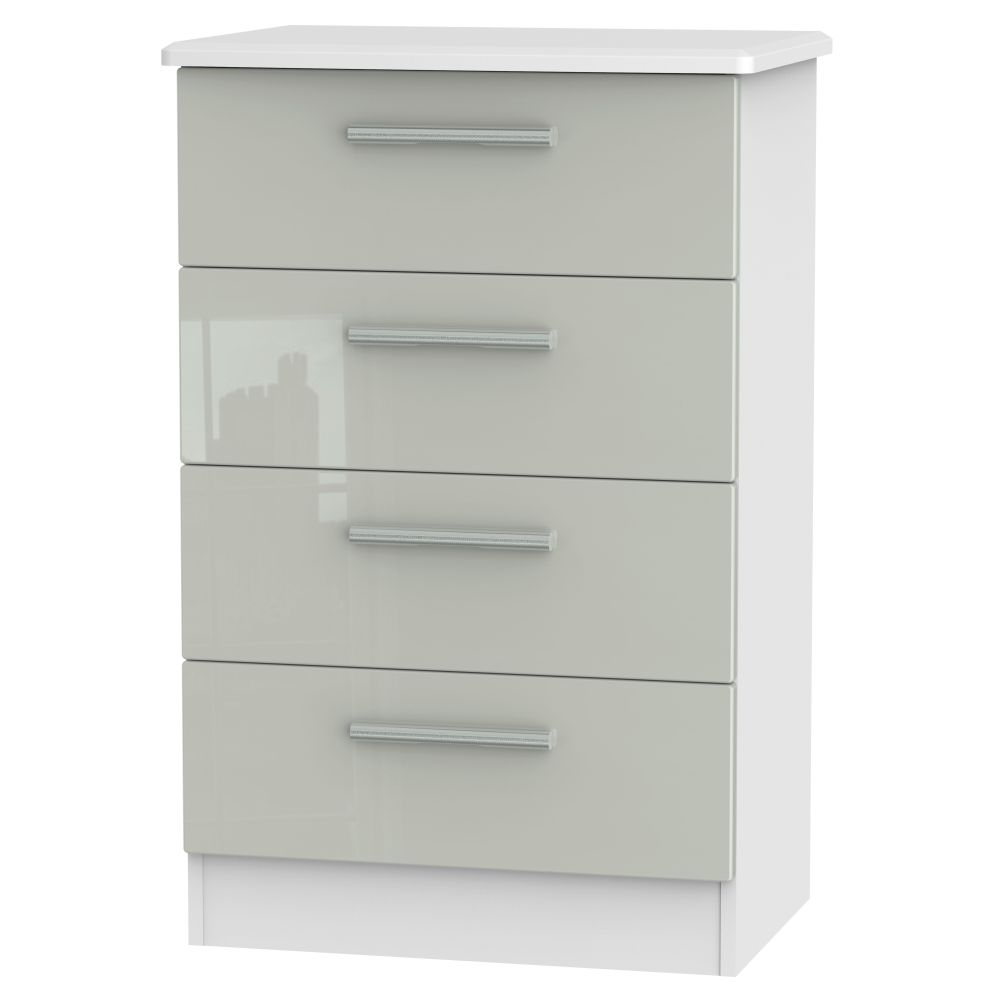 Knightsbridge 4 Drawer Midi Chest High Gloss Kaschmir And White