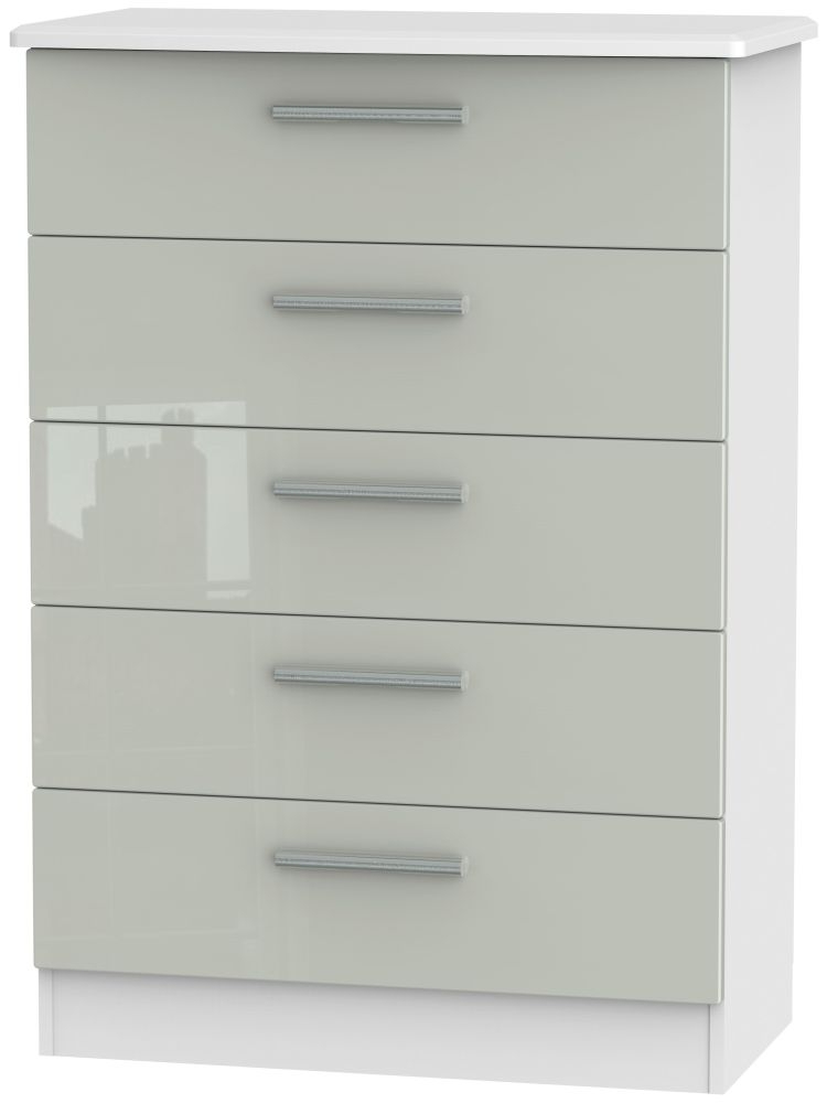 Knightsbridge 5 Drawer Chest High Gloss Kaschmir And White