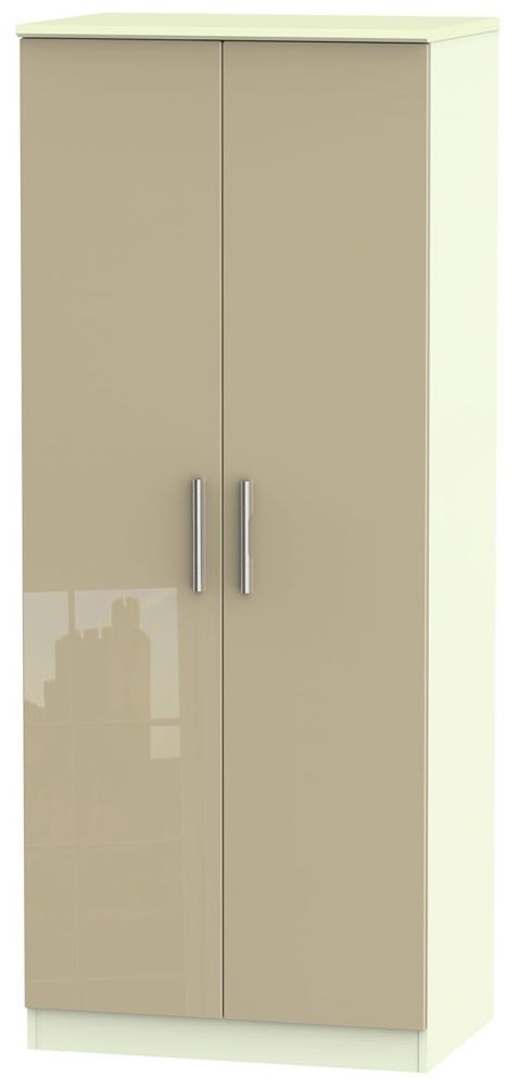 Knightsbridge 2 Door Wardrobe High Gloss Mushroom And Cream