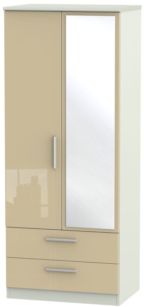 Knightsbridge 2 Door Combi Wardrobe High Gloss Mushroom And Kaschmir Matt