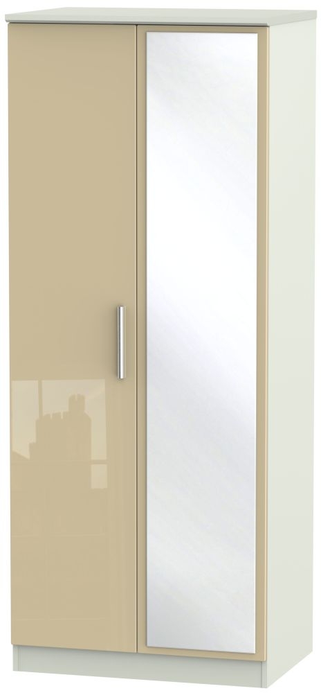 Knightsbridge 2 Door Mirror Wardrobe High Gloss Mushroom And Kaschmir Matt