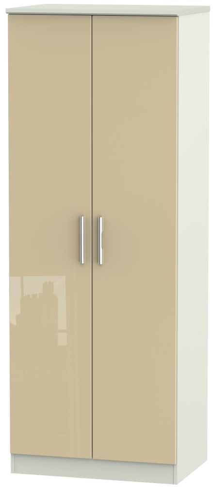 Knightsbridge 2 Door Tall Hanging Wardrobe High Gloss Mushroom And Kaschmir Matt