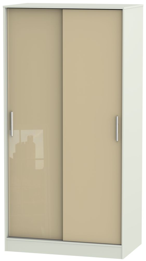 Knightsbridge 2 Door Sliding Wardrobe High Gloss Mushroom And Kaschmir Matt