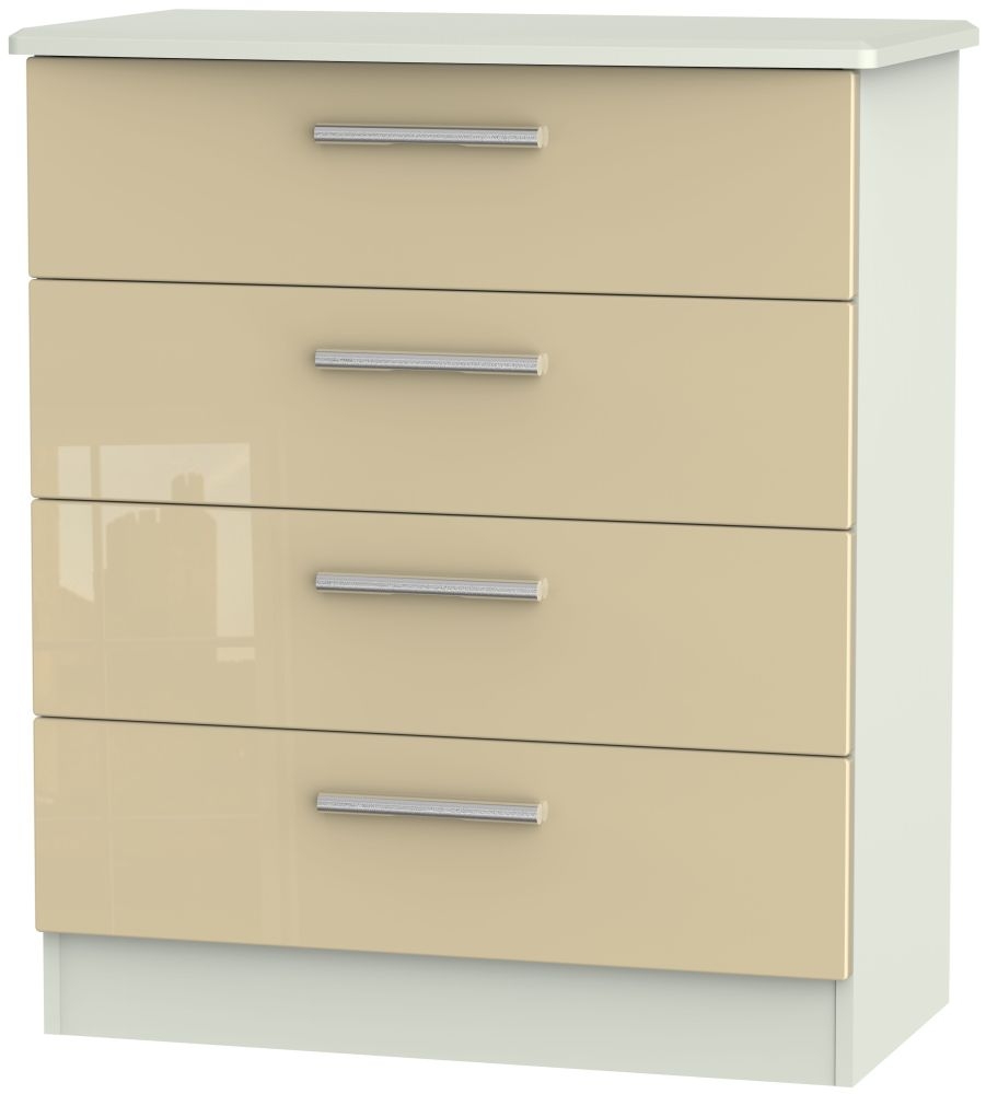 Knightsbridge 4 Drawer Chest High Gloss Mushroom And Kaschmir Matt