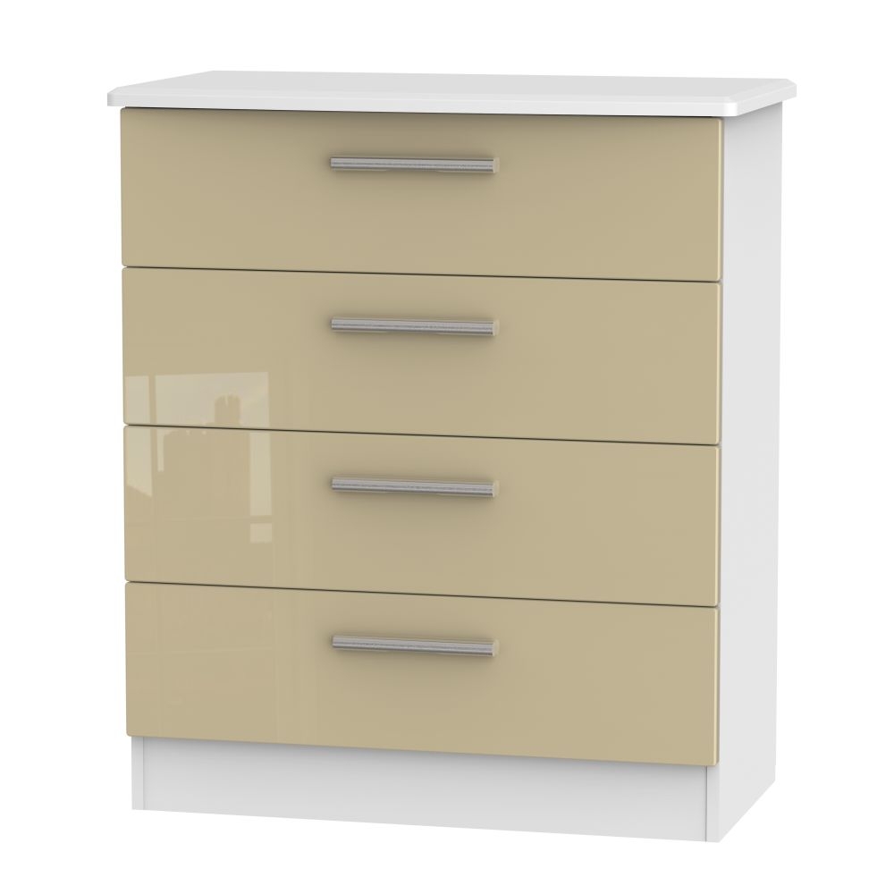 Knightsbridge 4 Drawer Chest High Gloss Mushroom And White