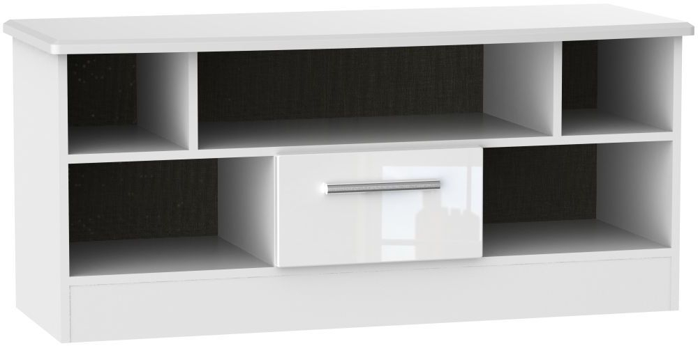 Knightsbridge High Gloss White 1 Drawer Open Tv Unit