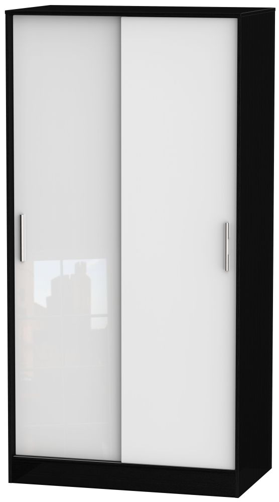 Knightsbridge 2 Door Sliding Wardrobe High Gloss White And Black