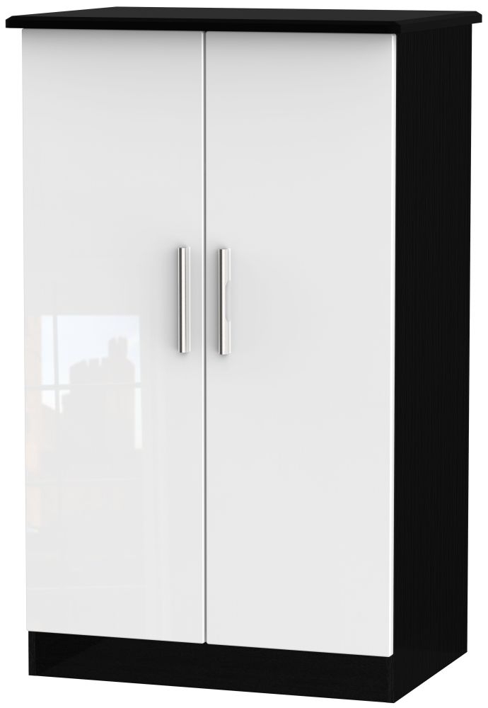 Knightsbridge 2 Door Midi Wardrobe High Gloss White And Black