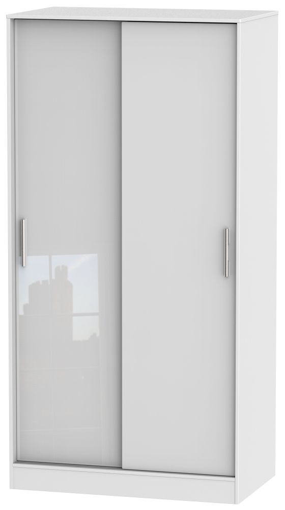 Knightsbridge High Gloss White 2 Door Sliding Wardrobe