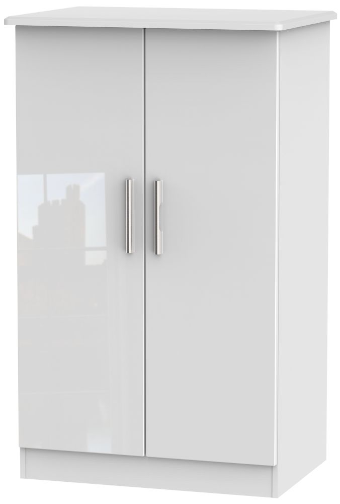 Knightsbridge High Gloss White 2 Door Midi Wardrobe