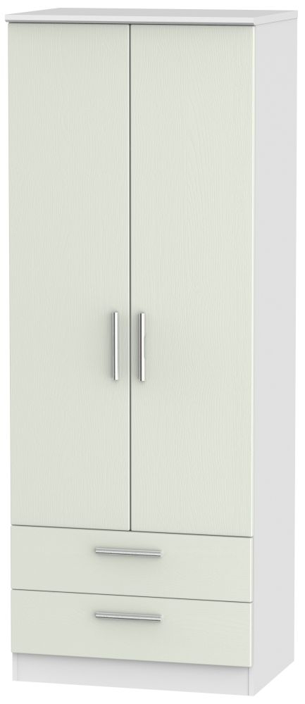 Knightsbridge 2 Door 2 Drawer Tall Wardrobe Kaschmir Ash And White