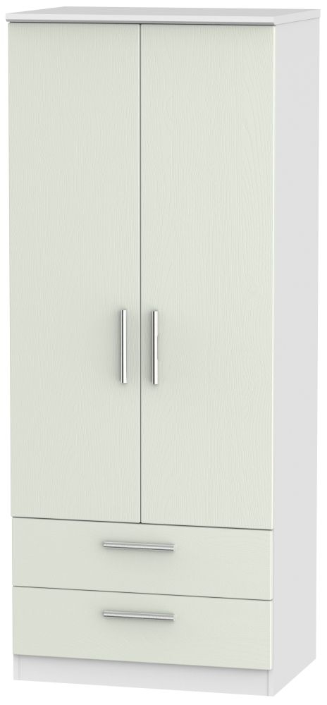 Knightsbridge 2 Door 2 Drawer Wardrobe Kaschmir Ash And White