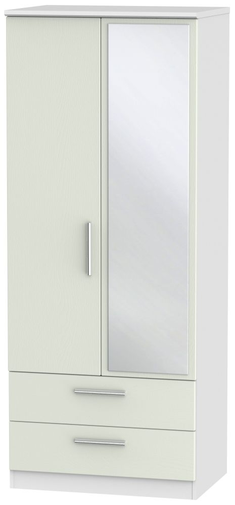 Knightsbridge 2 Door Mirror Combi Wardrobe Kaschmir Ash And White