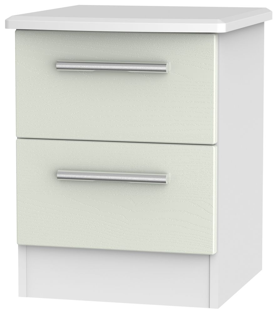 Knightsbridge 2 Drawer Bedside Cabinet Kaschmir Ash And White