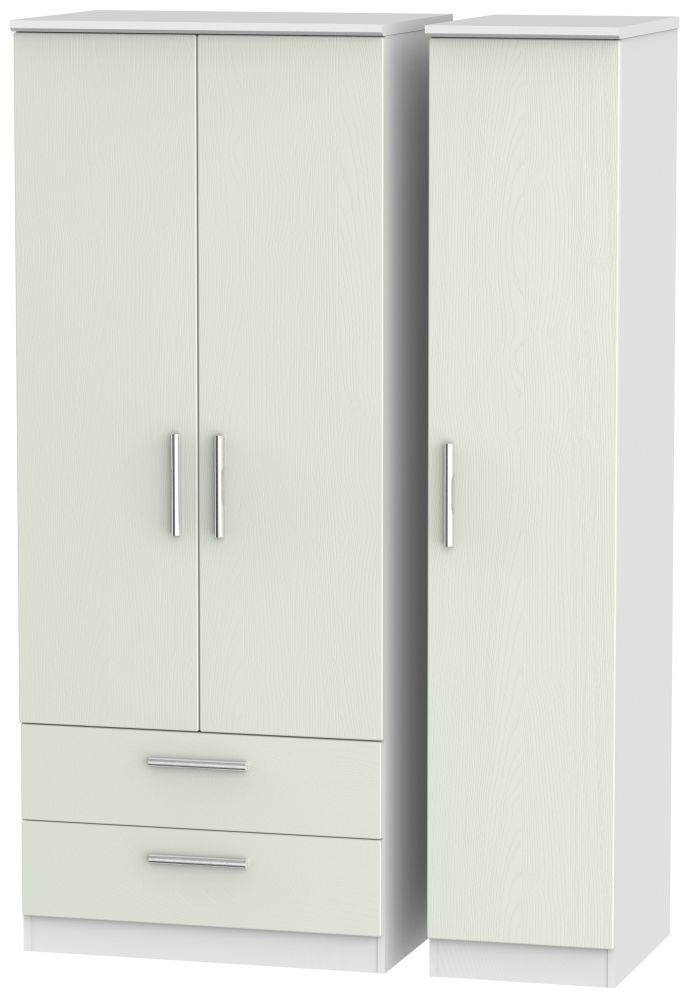 Knightsbridge 3 Door 2 Left Drawer Wardrobe Kaschmir Ash And White