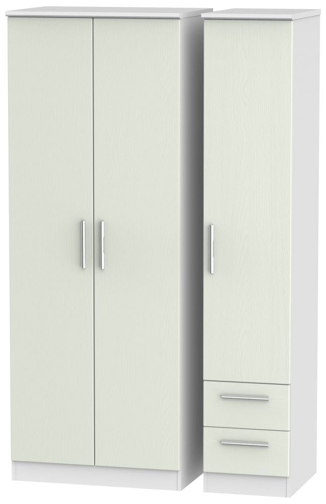 Knightsbridge 3 Door 2 Right Drawer Tall Wardrobe Kaschmir Ash And White