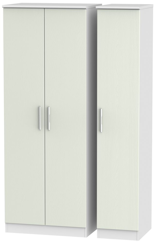 Knightsbridge 3 Door Tall Wardrobe Kaschmir Ash And White