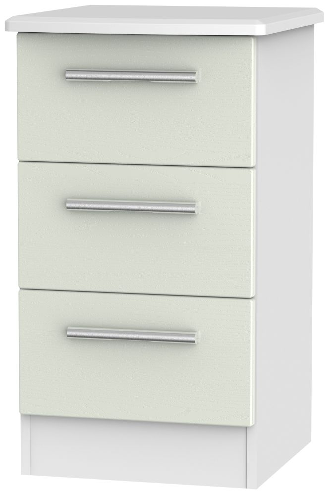 Knightsbridge 3 Drawer Bedside Cabinet Kaschmir Ash And White