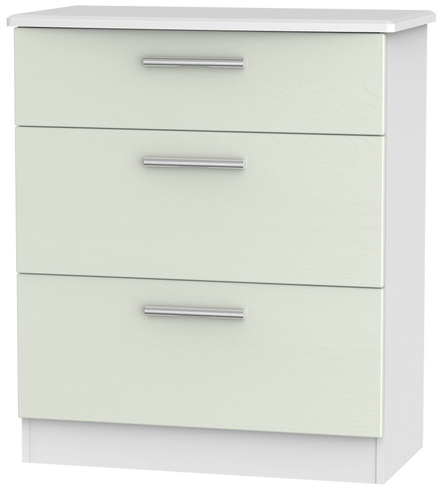 Knightsbridge 3 Drawer Deep Chest Kaschmir Ash And White