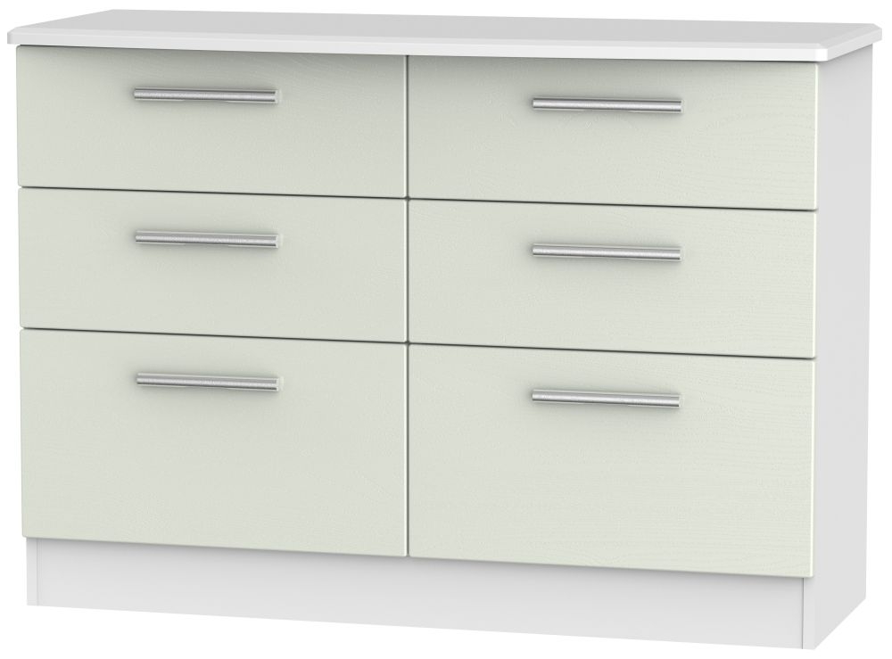 Knightsbridge 6 Drawer Midi Chest Kaschmir Ash And White