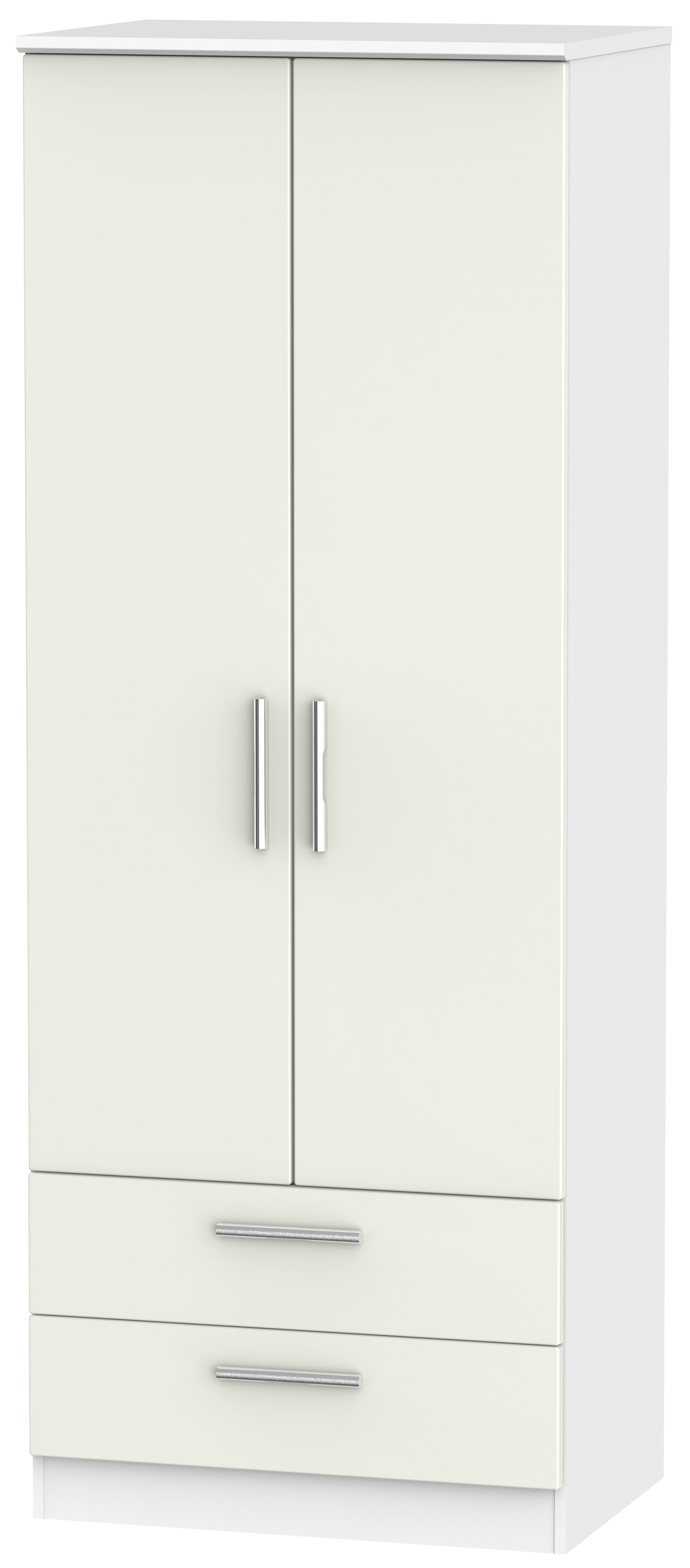 Knightsbridge 2 Door 2 Drawer Tall Wardrobe Kaschmir Matt And White