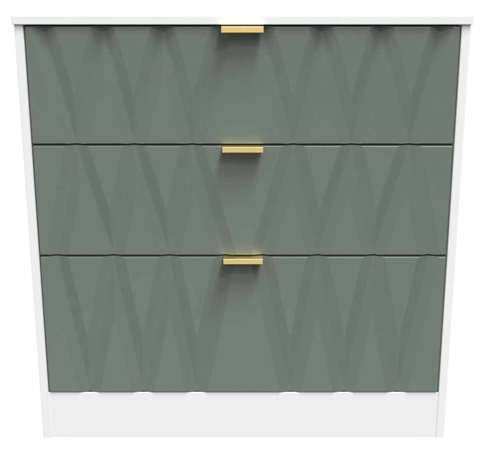 Las Vegas Matt White And Reed Green 3 Drawer Deep Chest