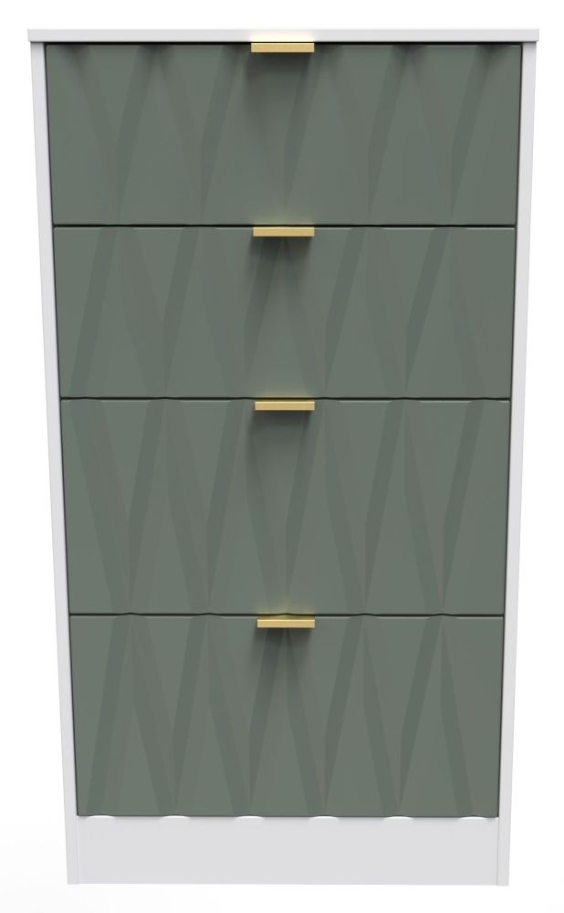 Las Vegas Matt White And Reed Green 4 Drawer Deep Midi Chest