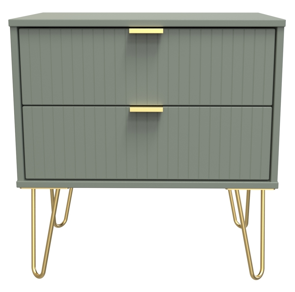 Linear Reed Green 2 Drawer Midi Chest With Hairpin Legs