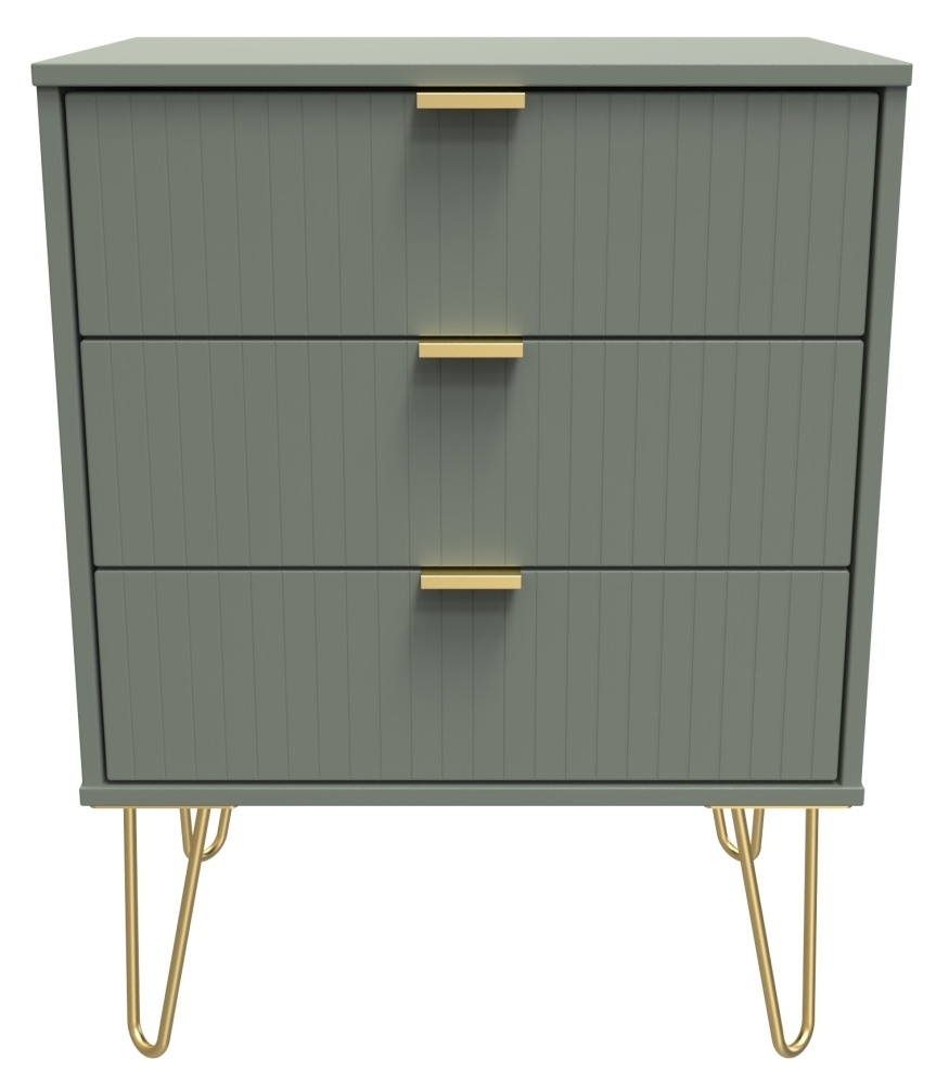 Linear Reed Green 3 Drawer Midi Chest With Hairpin Legs