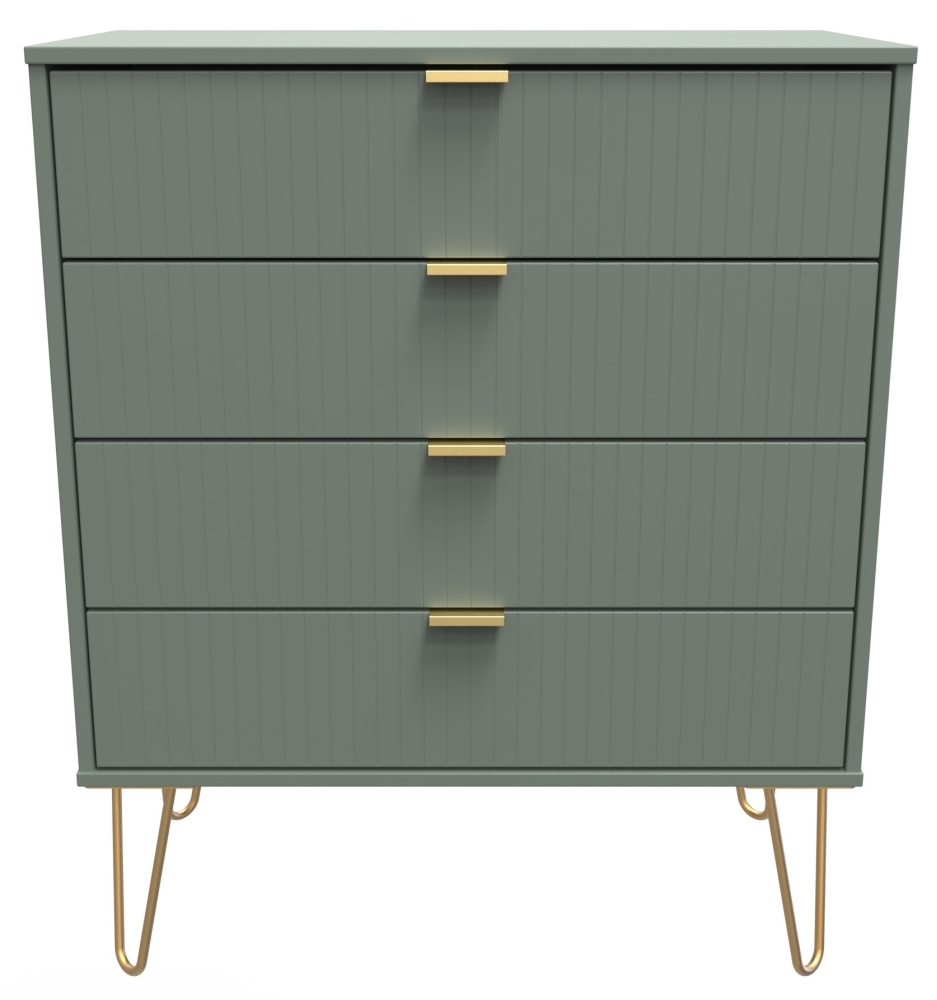 Linear Reed Green 4 Drawer Chest With Hairpin Legs