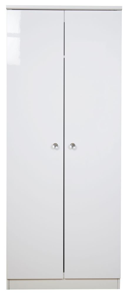 Lumiere White Gloss 2 Door Plain Wardrobe