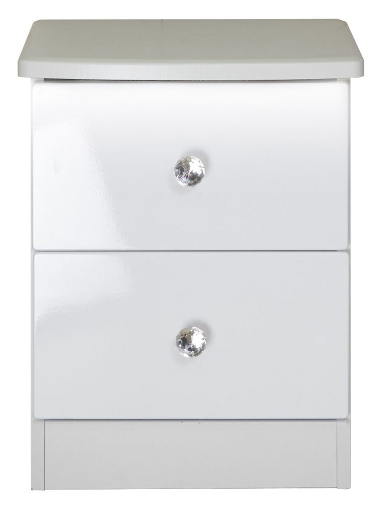 Lumiere White Gloss 2 Drawer Bedside Cabinet