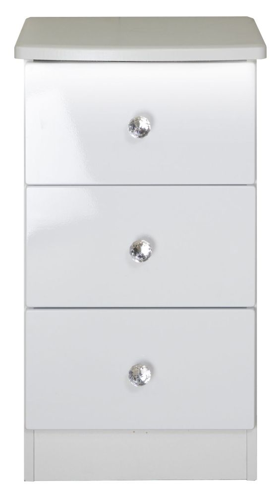 Lumiere White Gloss 3 Drawer Bedside Cabinet