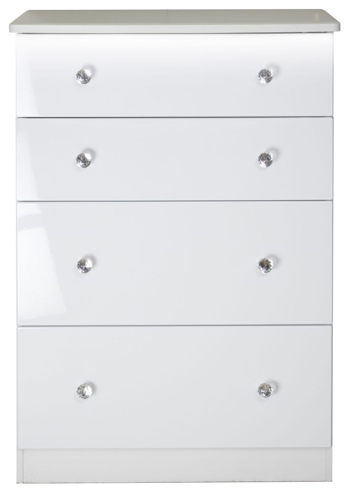 Lumiere White Gloss 4 Drawer Deep Chest