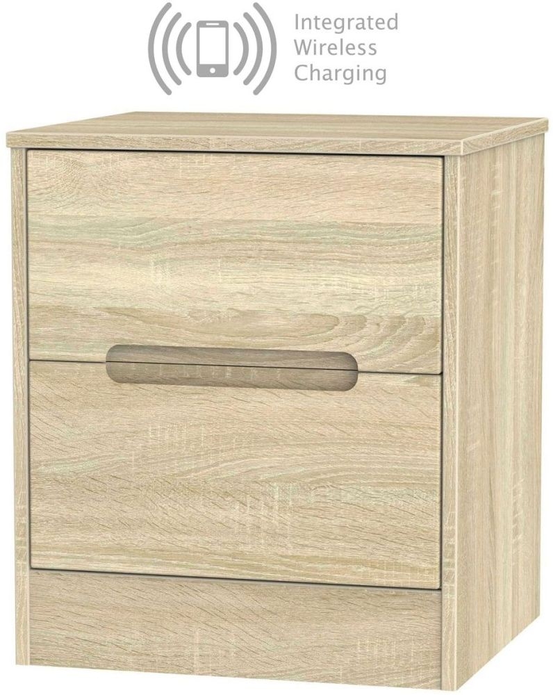 Monaco Bardolino 2 Drawer Bedside Cabinet With Integrated Wireless Charging