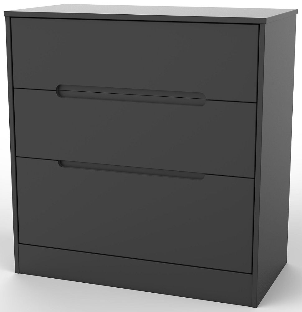 Monaco Black 3 Drawer Deep Chest