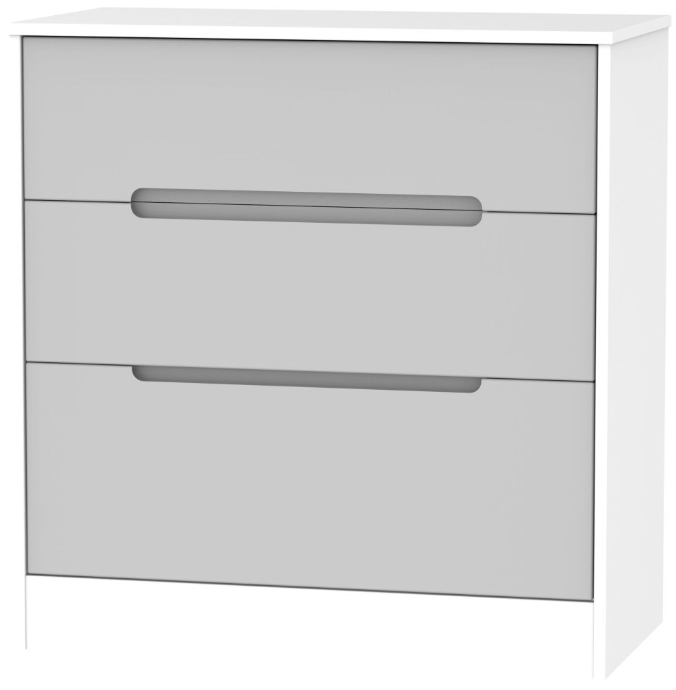 Monaco 3 Drawer Deep Chest Grey Matt And White