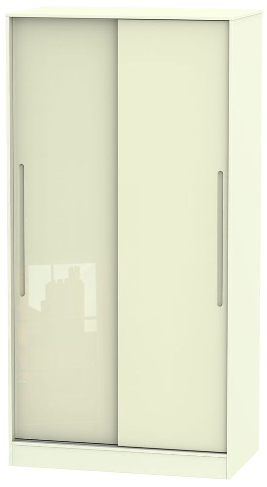 Monaco High Gloss Cream 2 Door Sliding Wardrobe